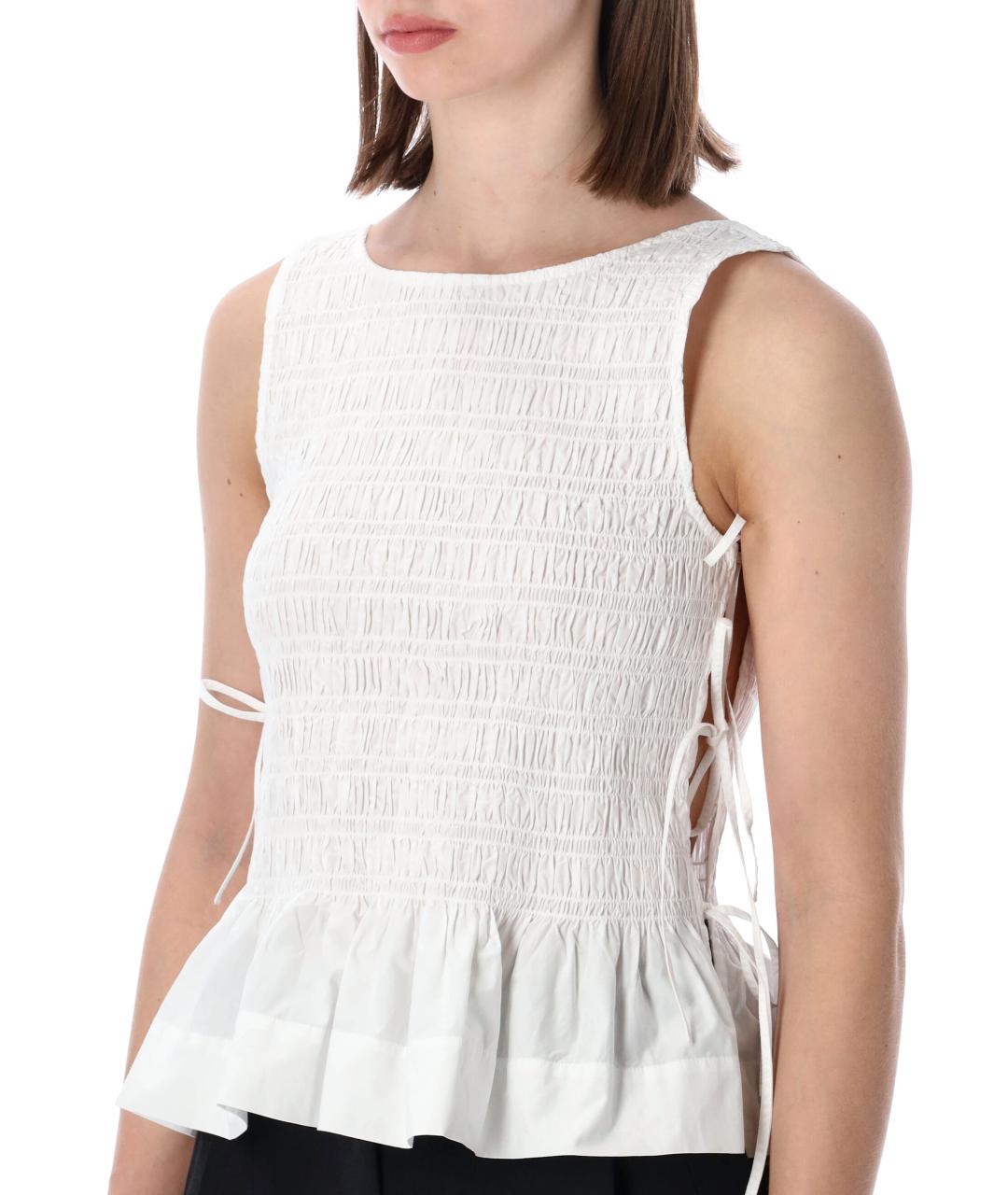 GANNI Белая хлопковая майка, фото 3