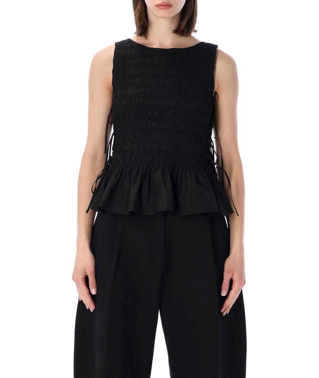 GANNI Черная хлопковая майка, фото 1