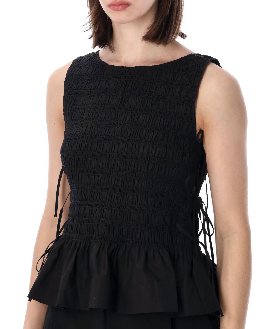 GANNI Черная хлопковая майка, фото 3