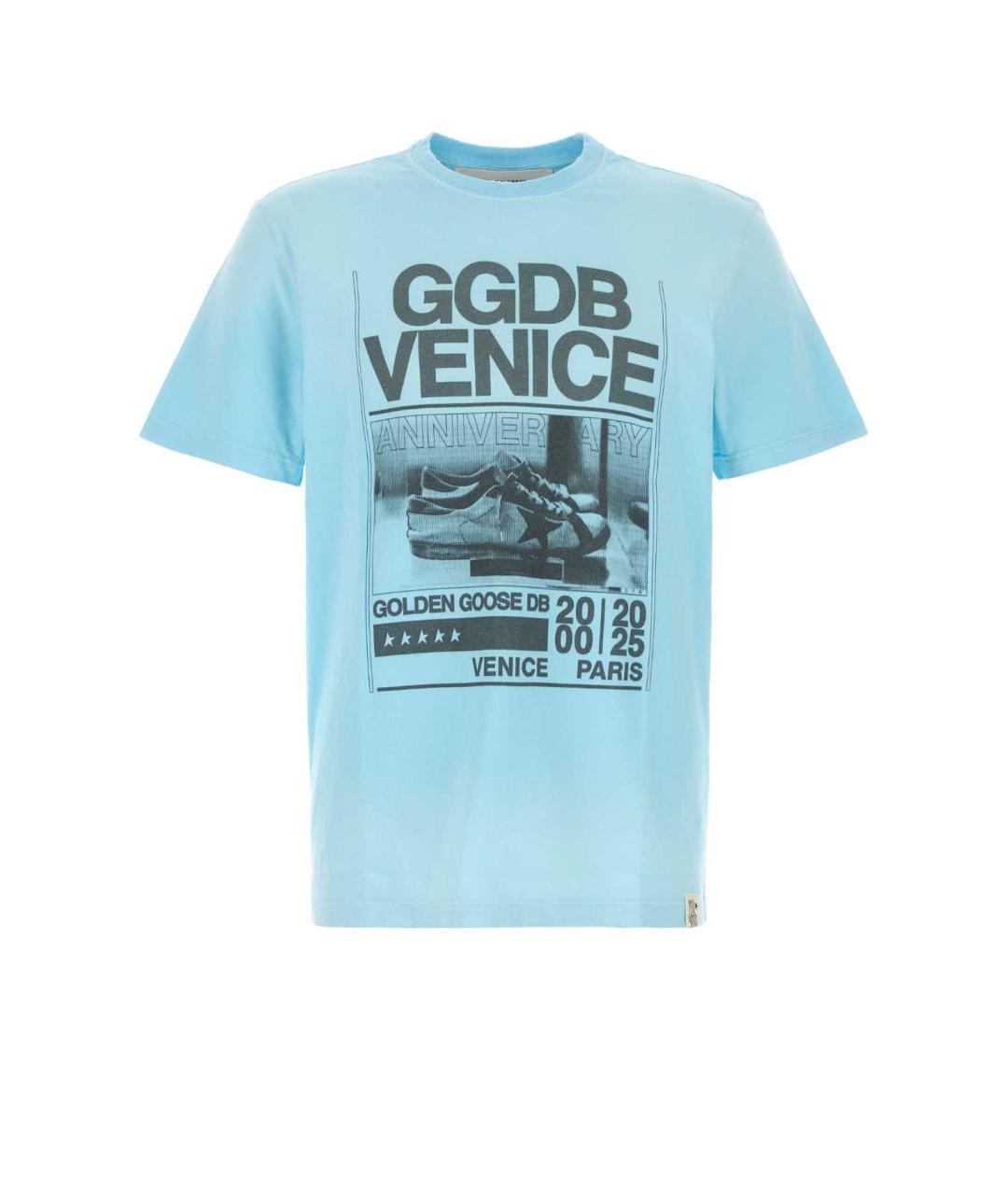 GOLDEN GOOSE DELUXE BRAND Голубая хлопковая футболка, фото 1