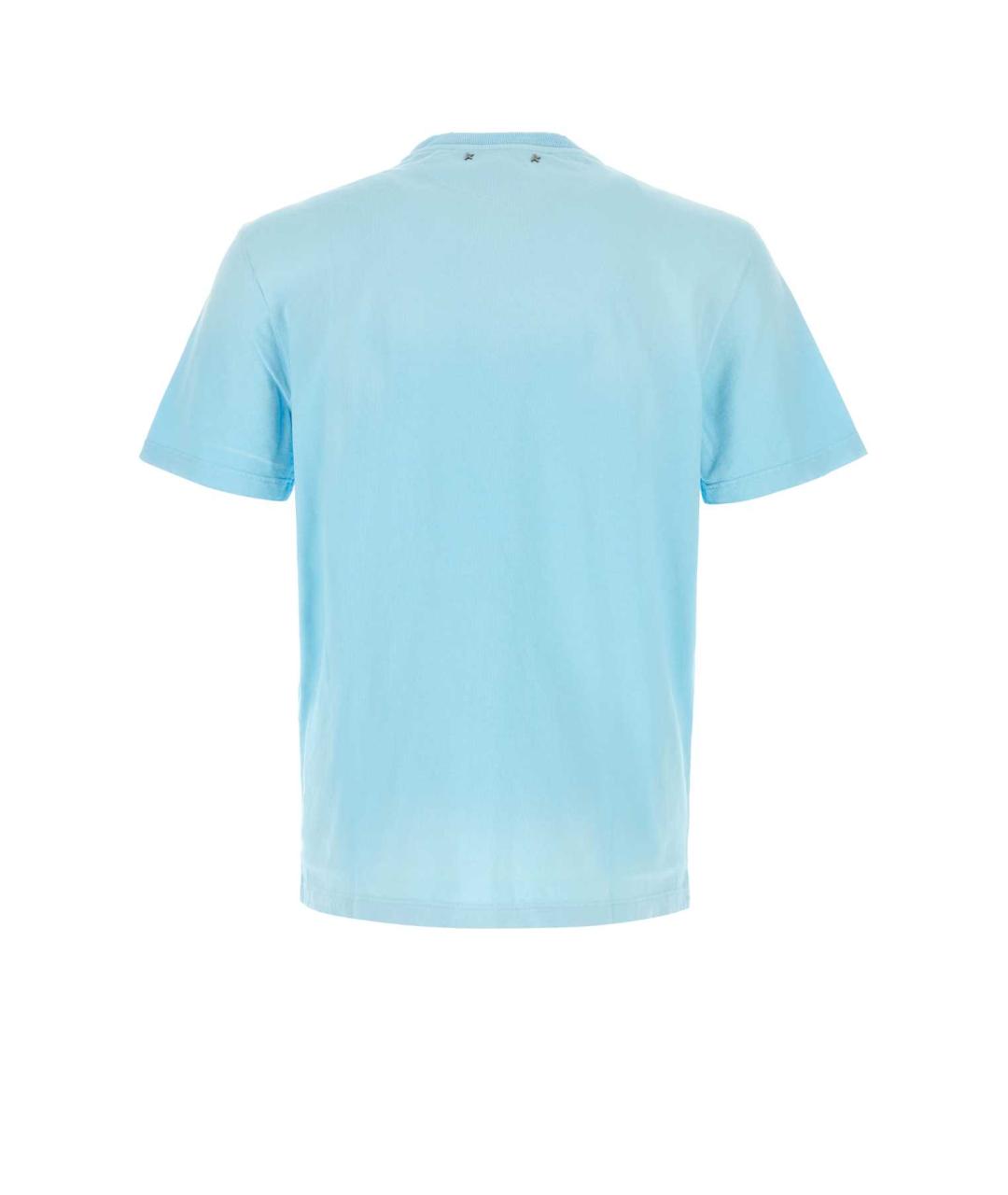 GOLDEN GOOSE DELUXE BRAND Голубая хлопковая футболка, фото 2