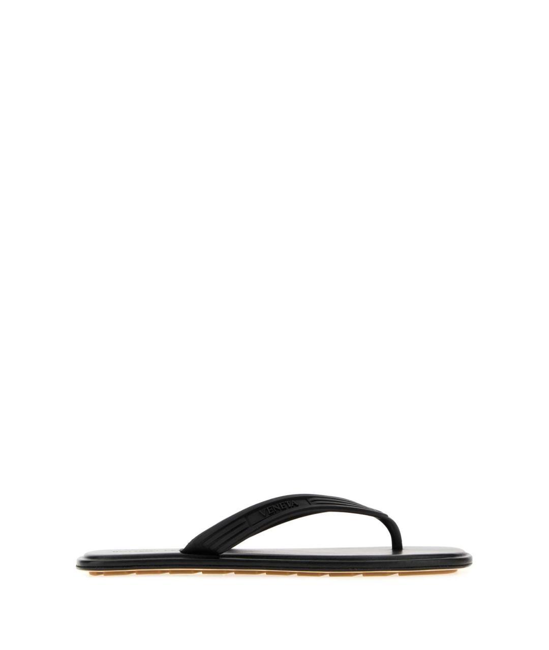 BOTTEGA VENETA Черные кожаные шлепанцы, фото 3