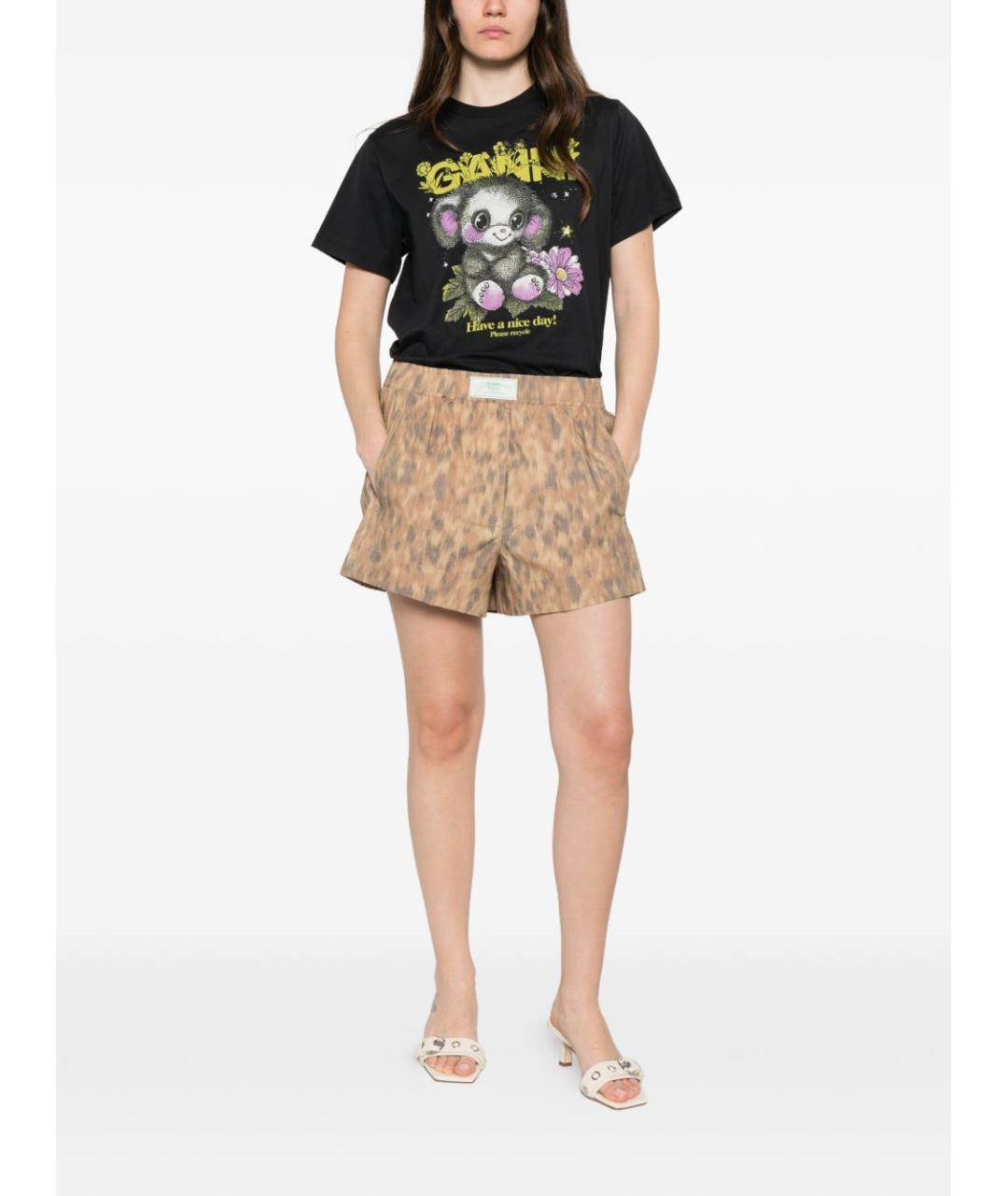 GANNI Бежевые хлопковые шорты, фото 2