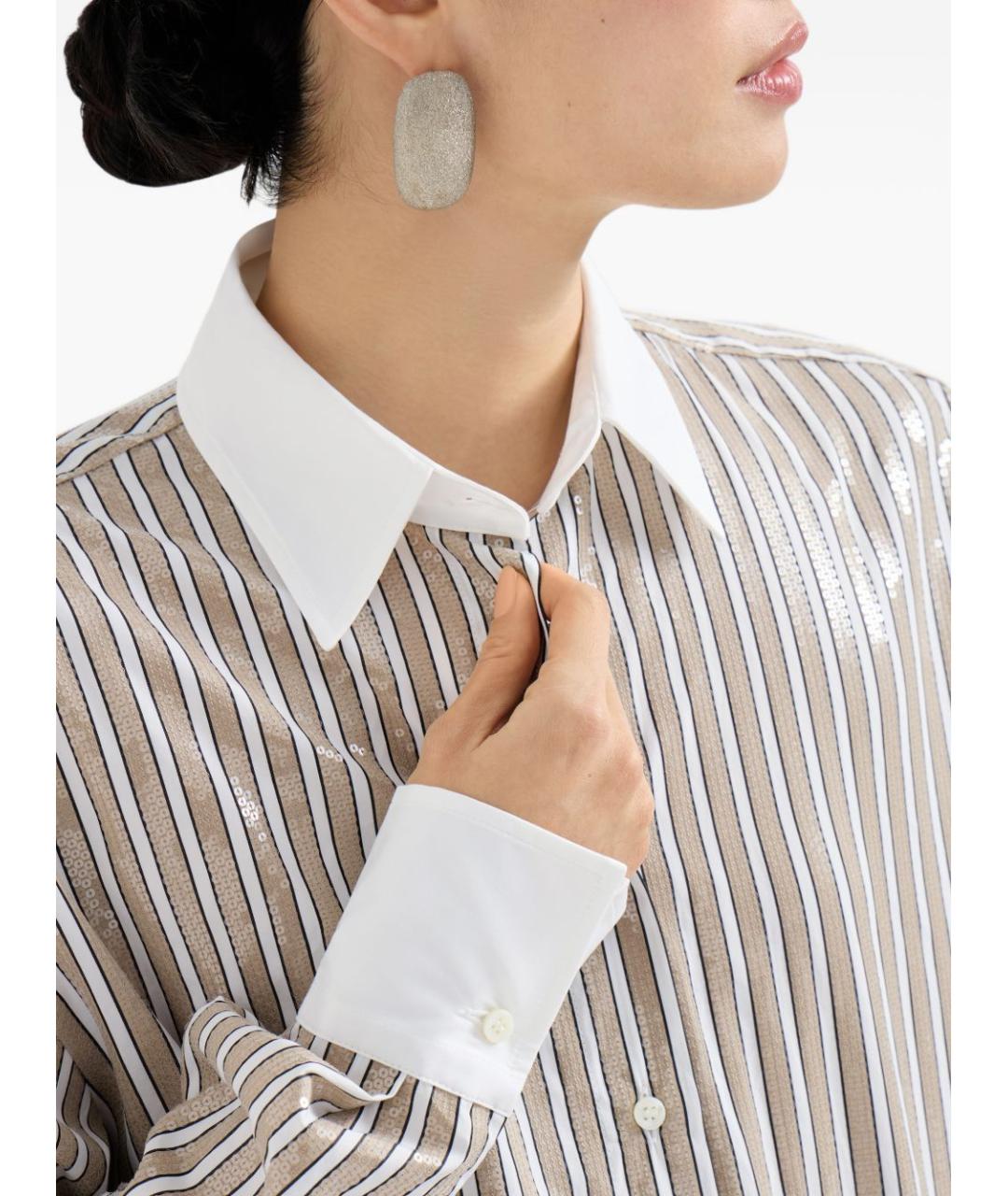 BRUNELLO CUCINELLI Бежевая хлопковая рубашка, фото 3