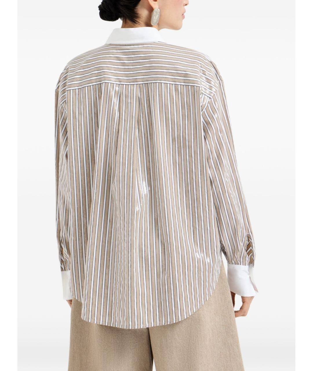 BRUNELLO CUCINELLI Бежевая хлопковая рубашка, фото 5