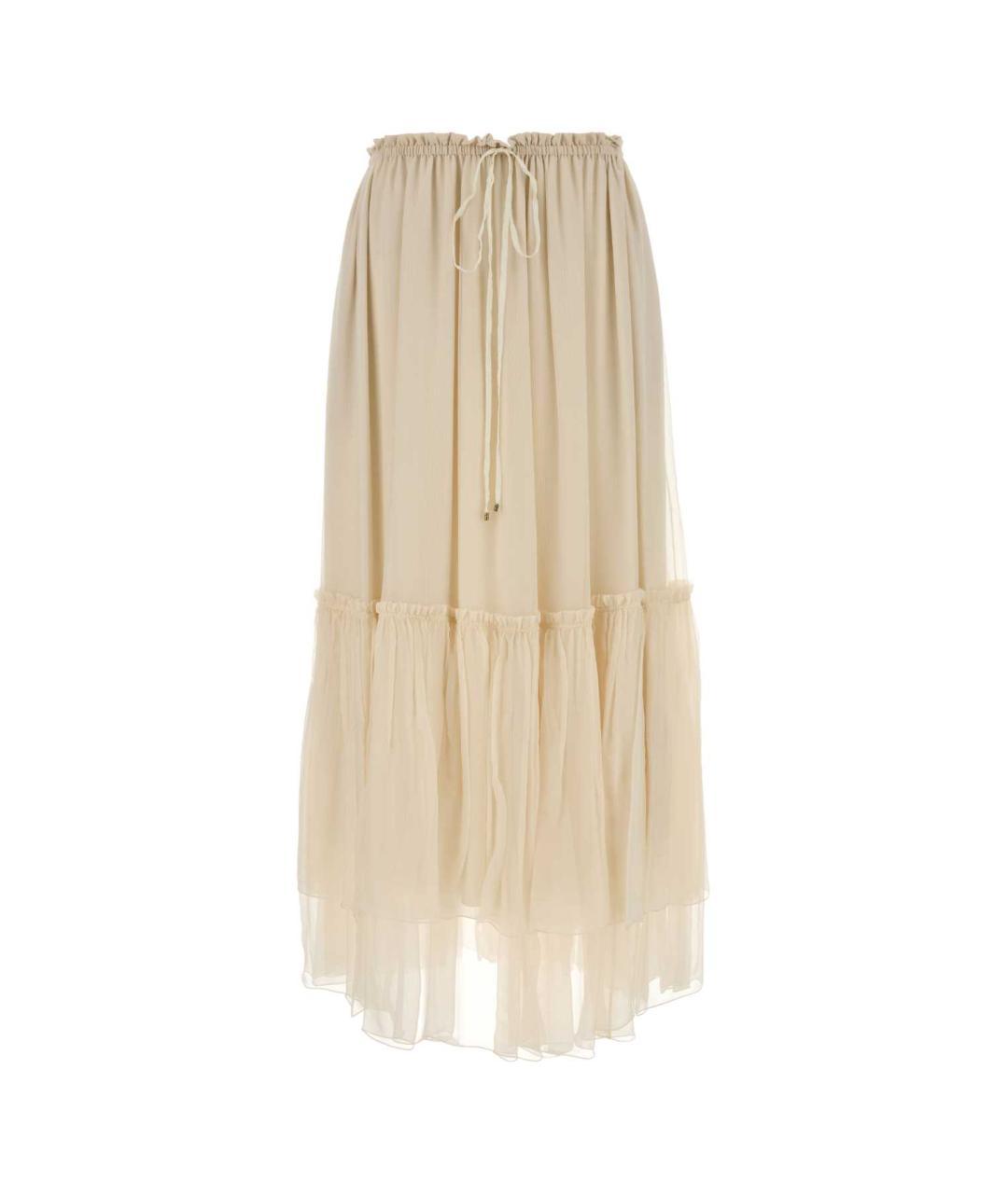 CHLOE Желтая шелковая юбка макси, фото 3