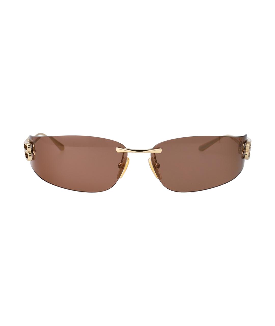 BALENCIAGA Золотые металлические солнцезащитные очки, фото 1