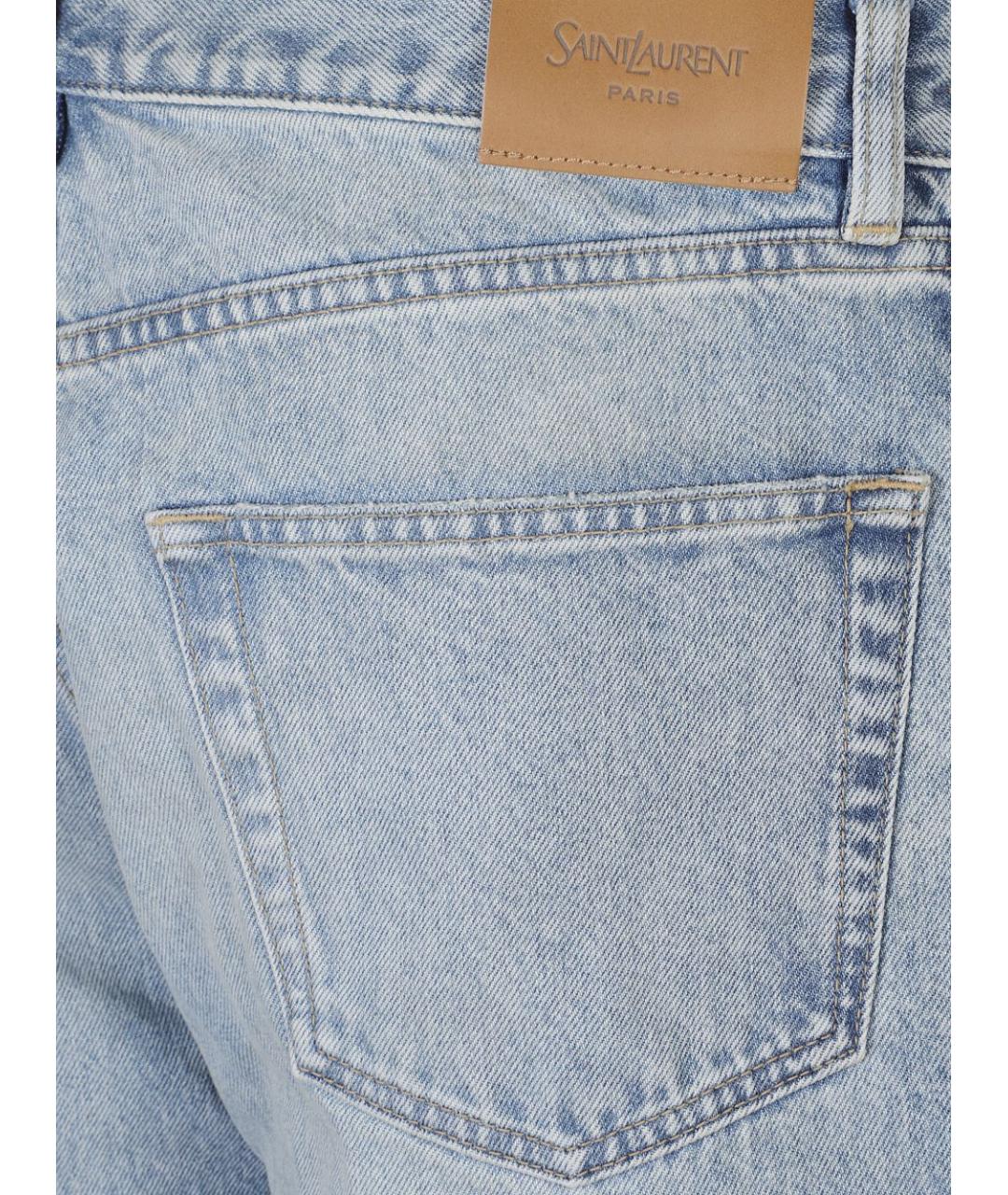 SAINT LAURENT Голубые хлопковые прямые джинсы, фото 5