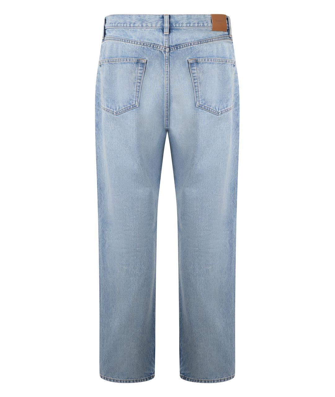 SAINT LAURENT Голубые хлопковые прямые джинсы, фото 3