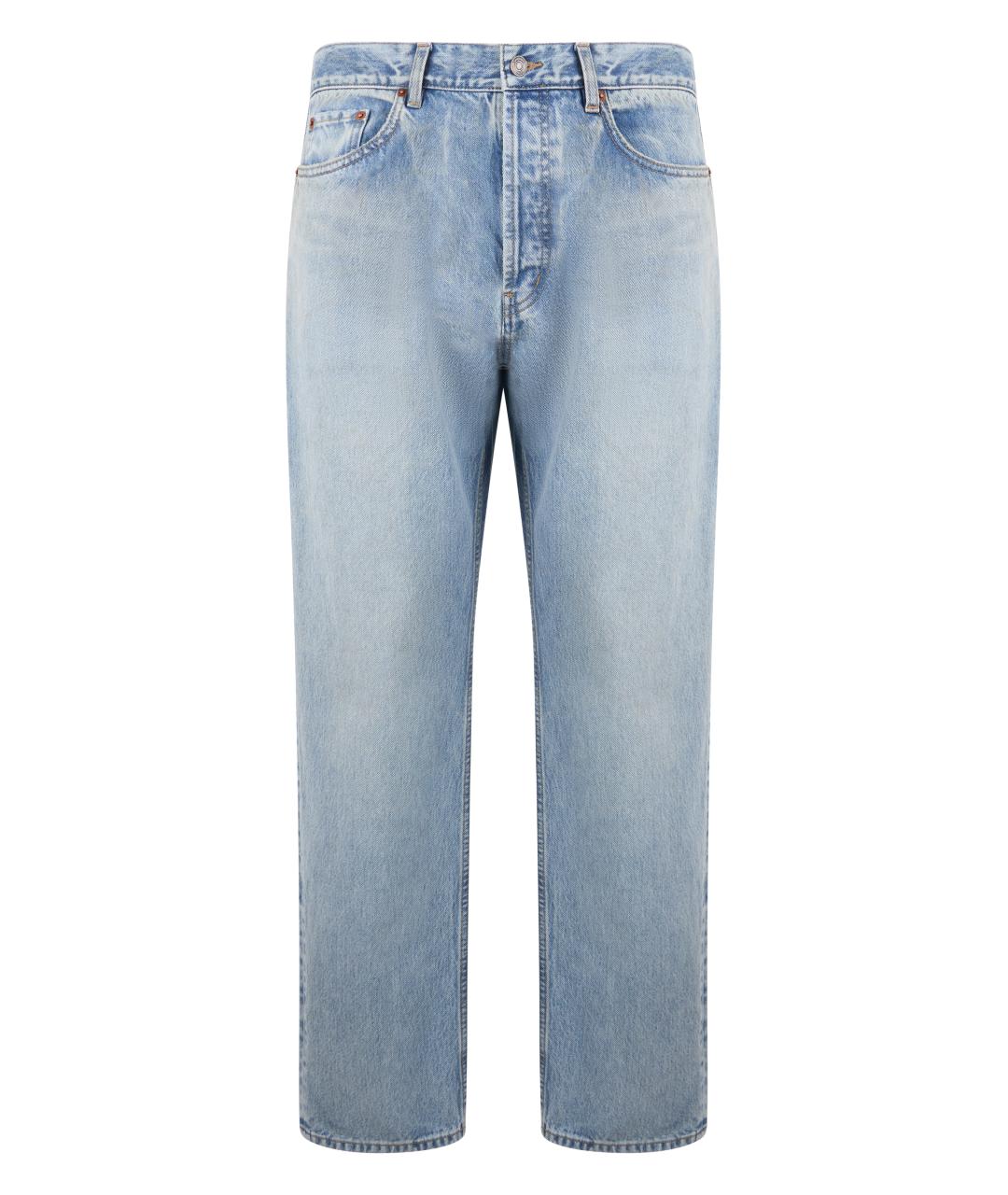 SAINT LAURENT Голубые хлопковые прямые джинсы, фото 2