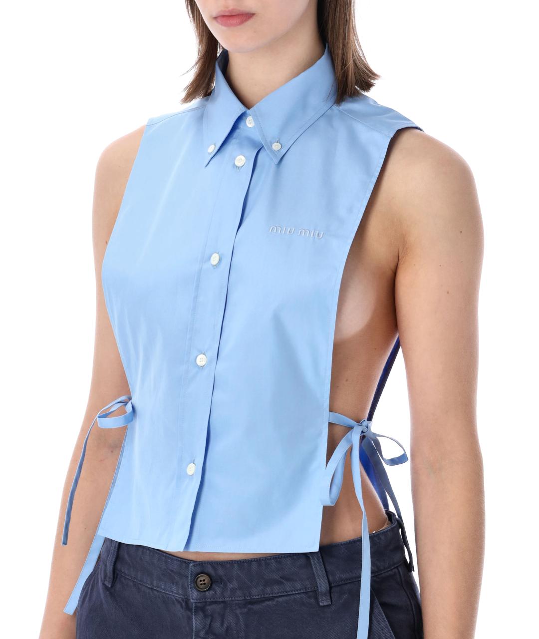 MIU MIU Голубая хлопковая рубашка, фото 3