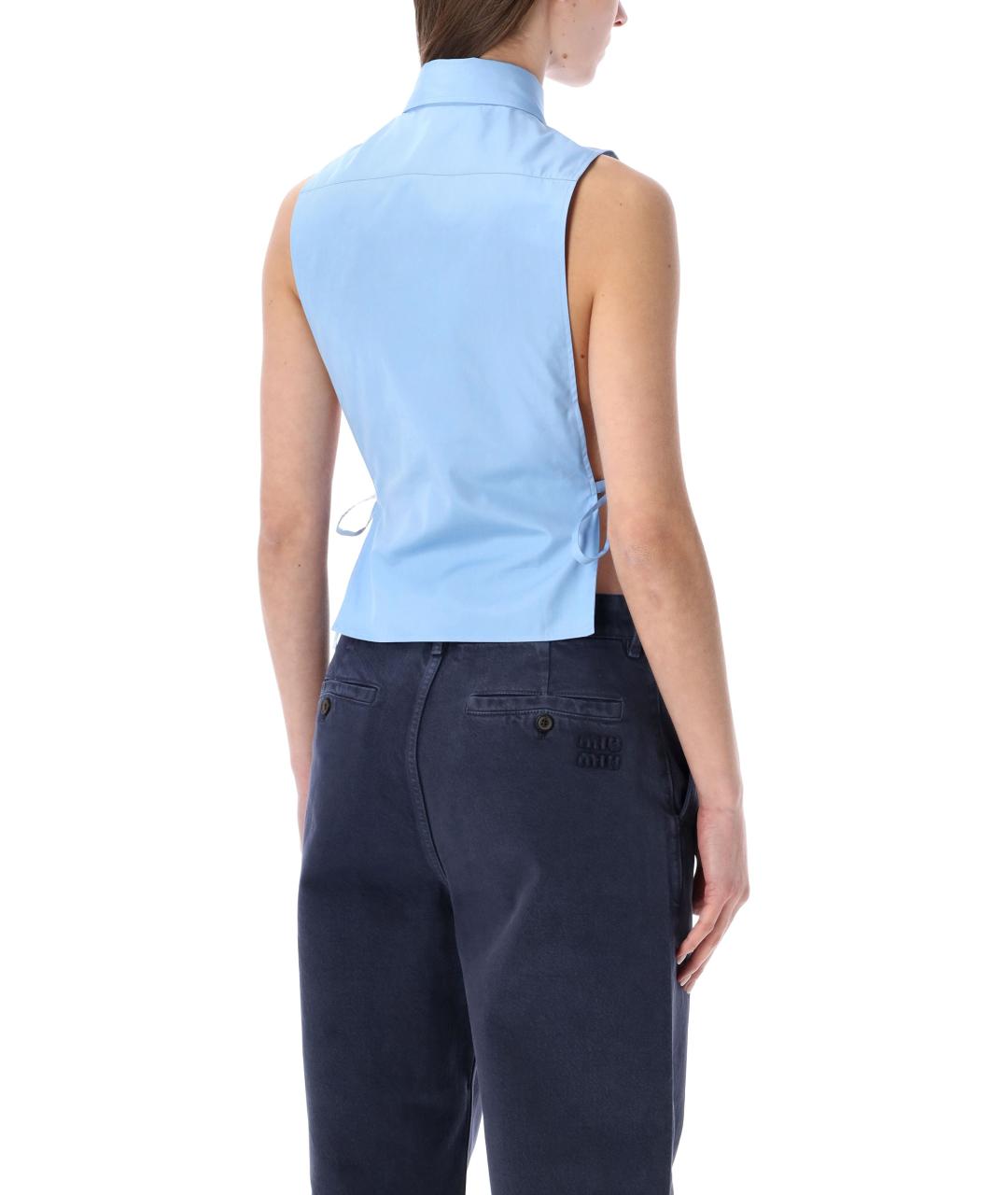 MIU MIU Голубая хлопковая рубашка, фото 2