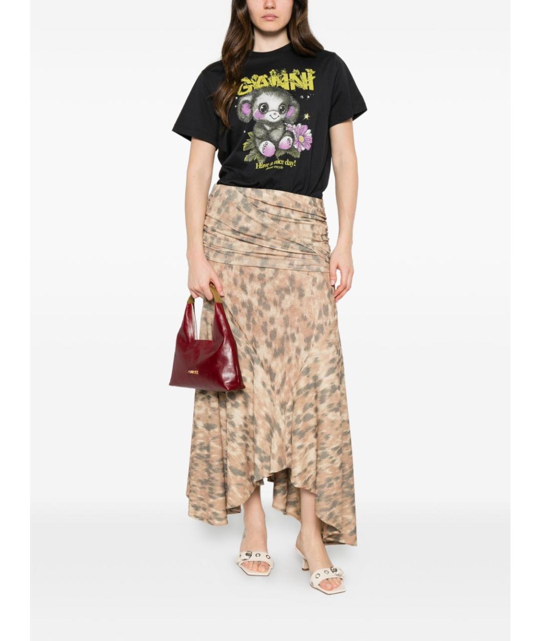 GANNI Бежевая хлопковая юбка макси, фото 5