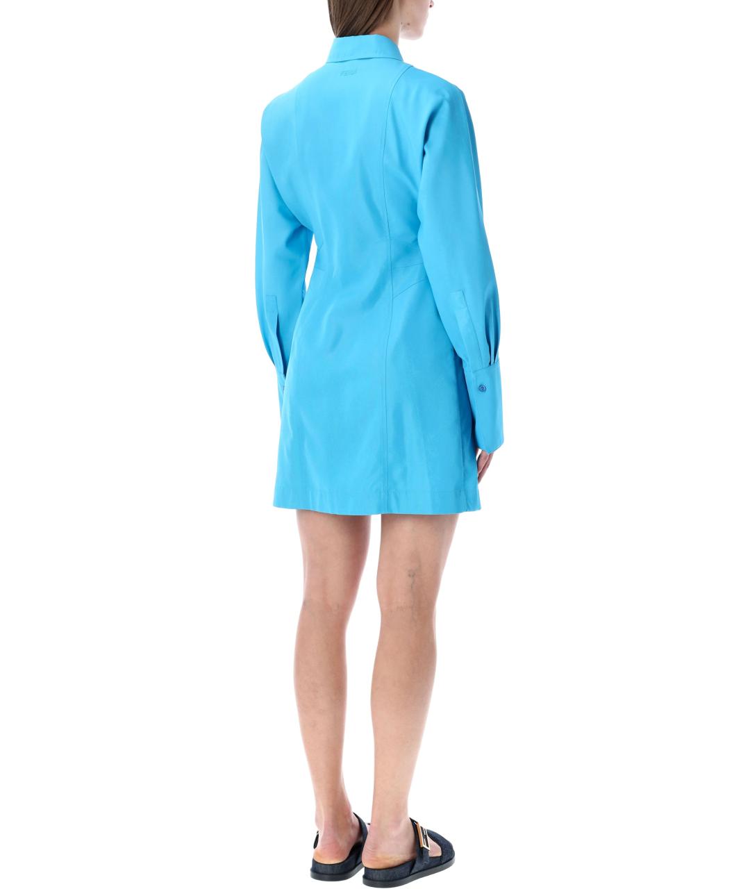 FENDI Голубое вискозное повседневное платье, фото 2