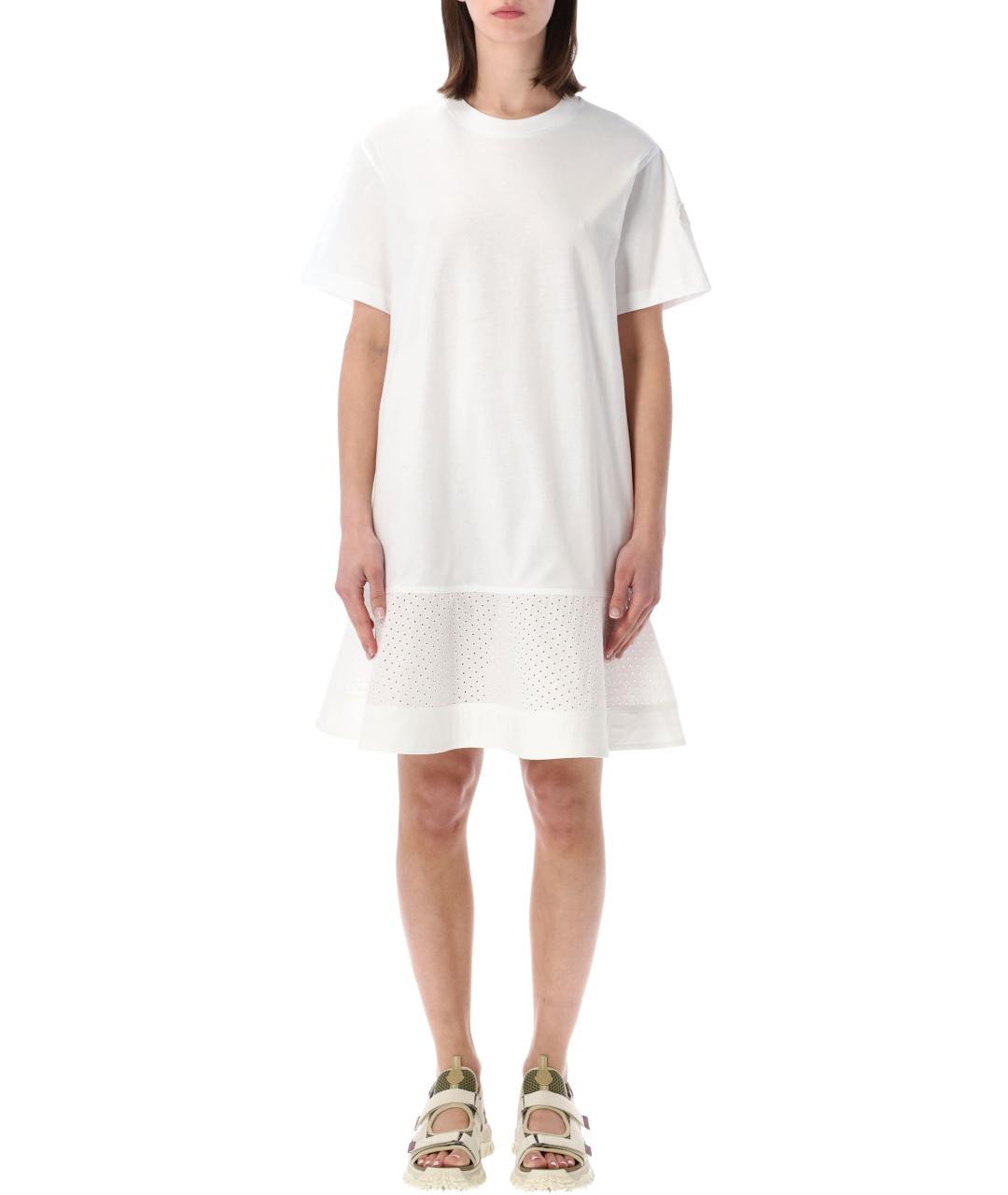 MONCLER Белое хлопковое повседневное платье, фото 4