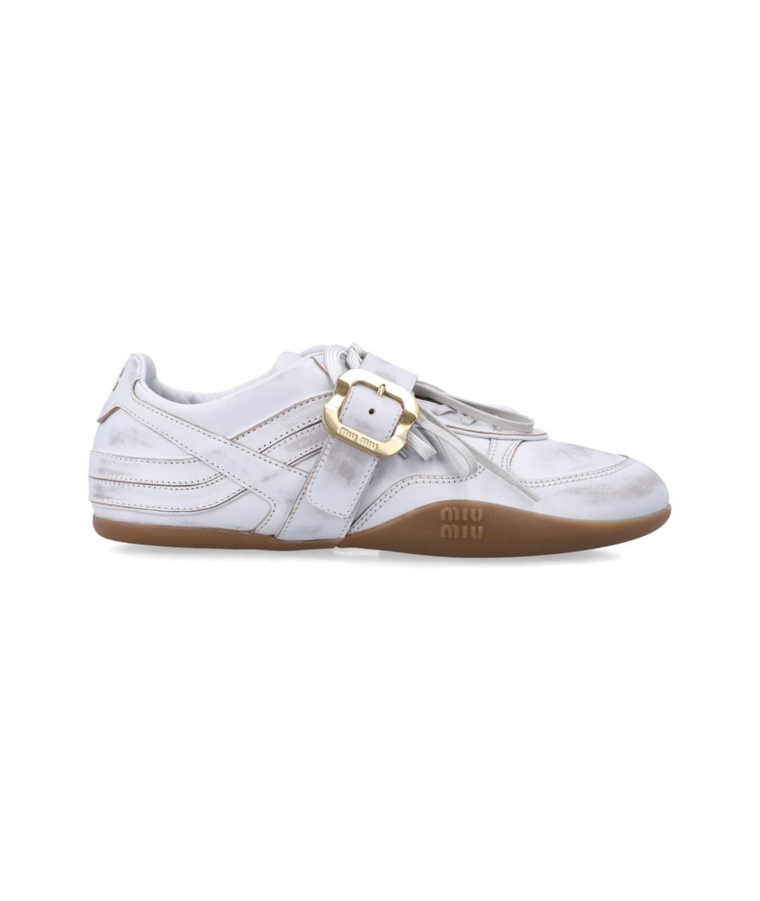 MIU MIU Белые кожаные кроссовки, фото 1