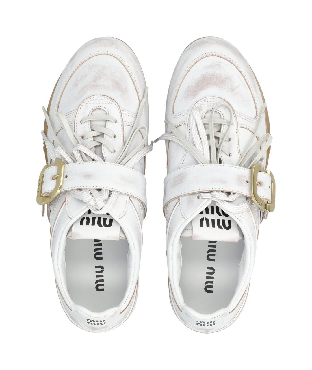 MIU MIU Белые кожаные кроссовки, фото 2