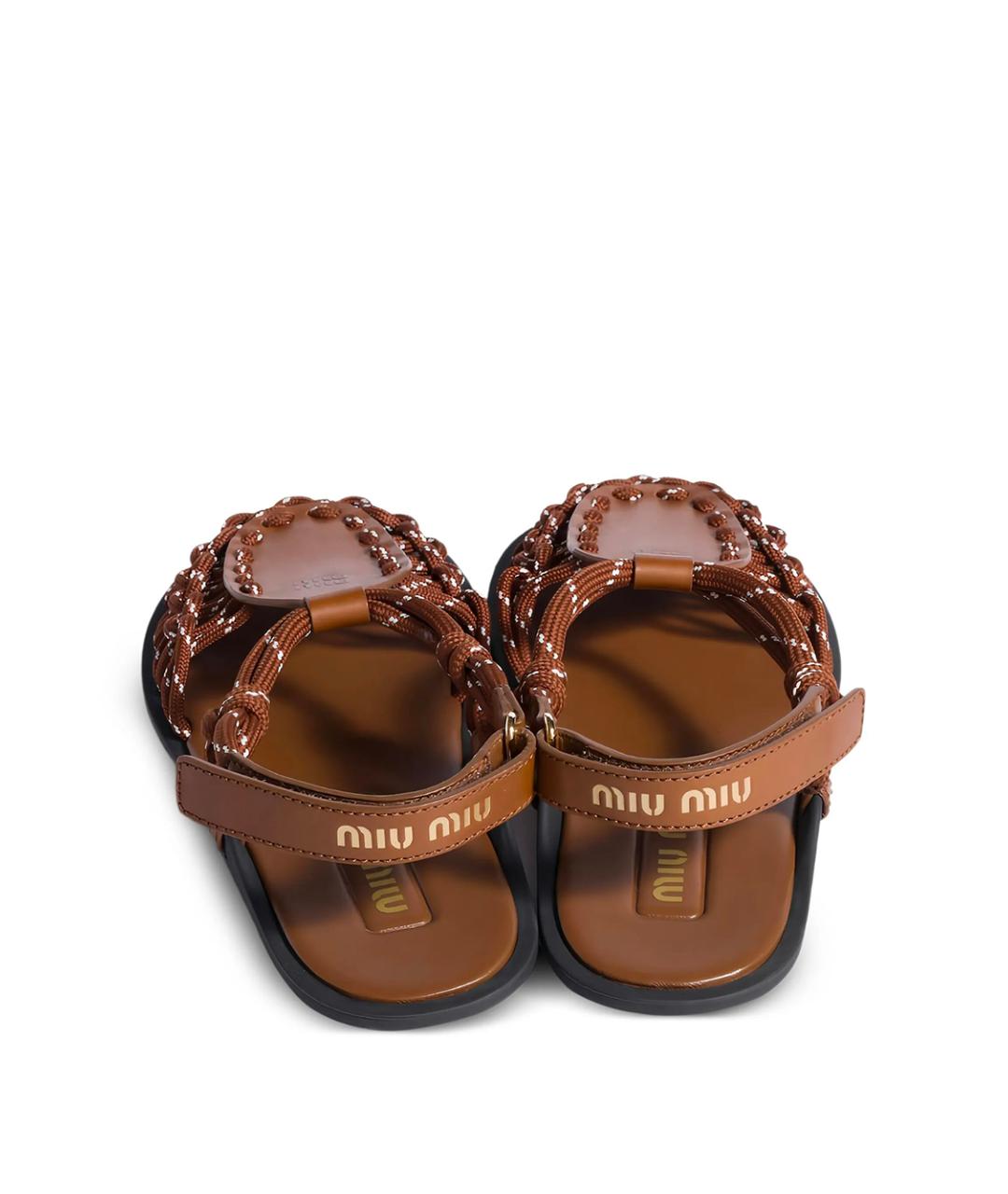 MIU MIU Коричневые кожаные сандалии, фото 3