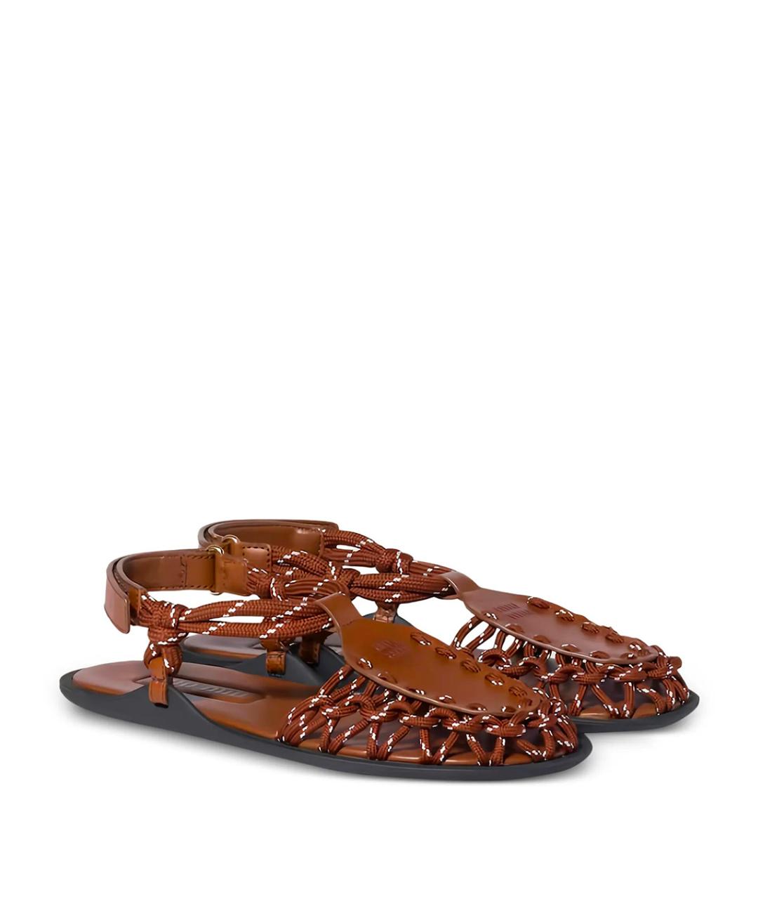 MIU MIU Коричневые кожаные сандалии, фото 2