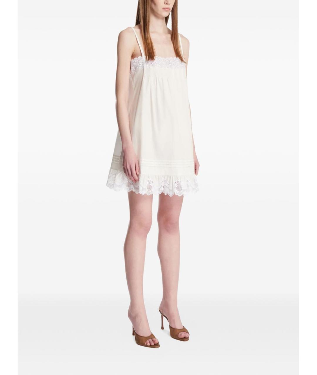 SAINT LAURENT Белое хлопковое коктейльное платье, фото 4