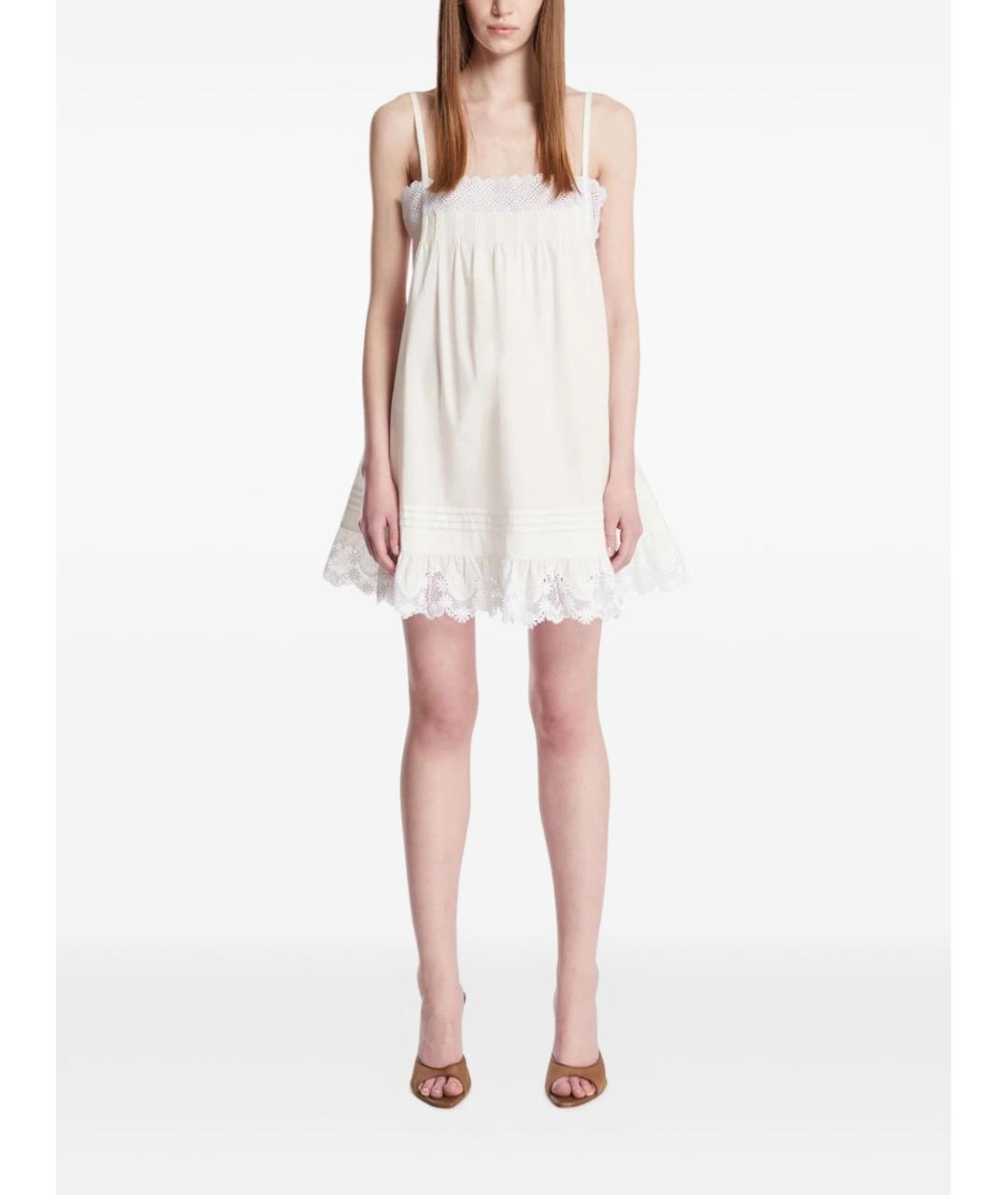 SAINT LAURENT Белое хлопковое коктейльное платье, фото 2