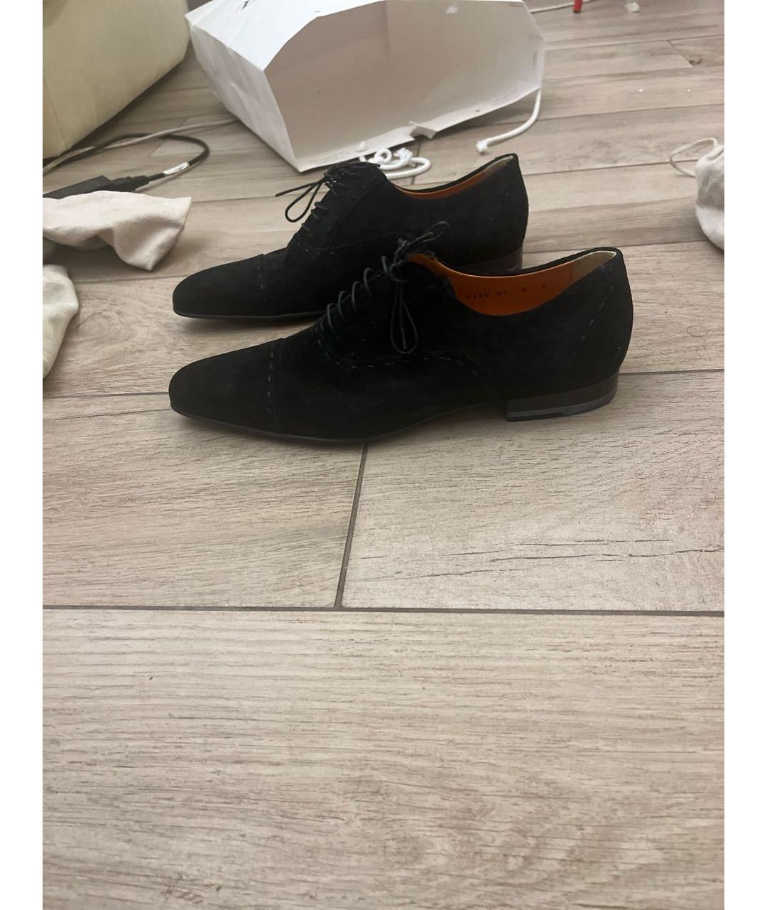 SANTONI Черные замшевые туфли, фото 5