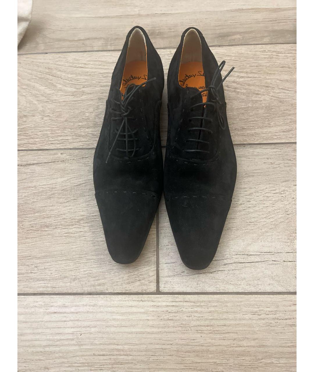 SANTONI Черные замшевые туфли, фото 2