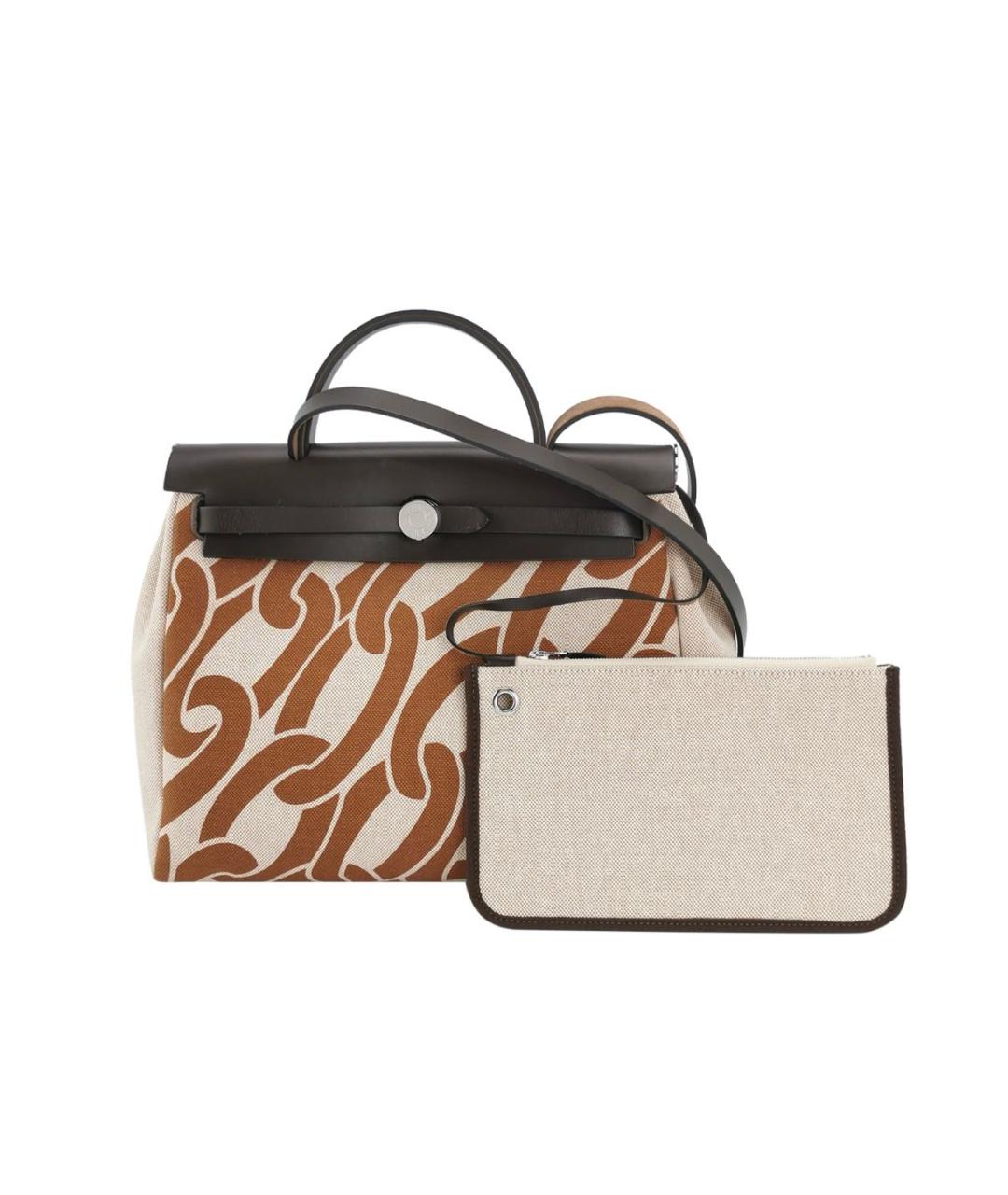 HERMES Бежевая тканевая сумка через плечо, фото 9