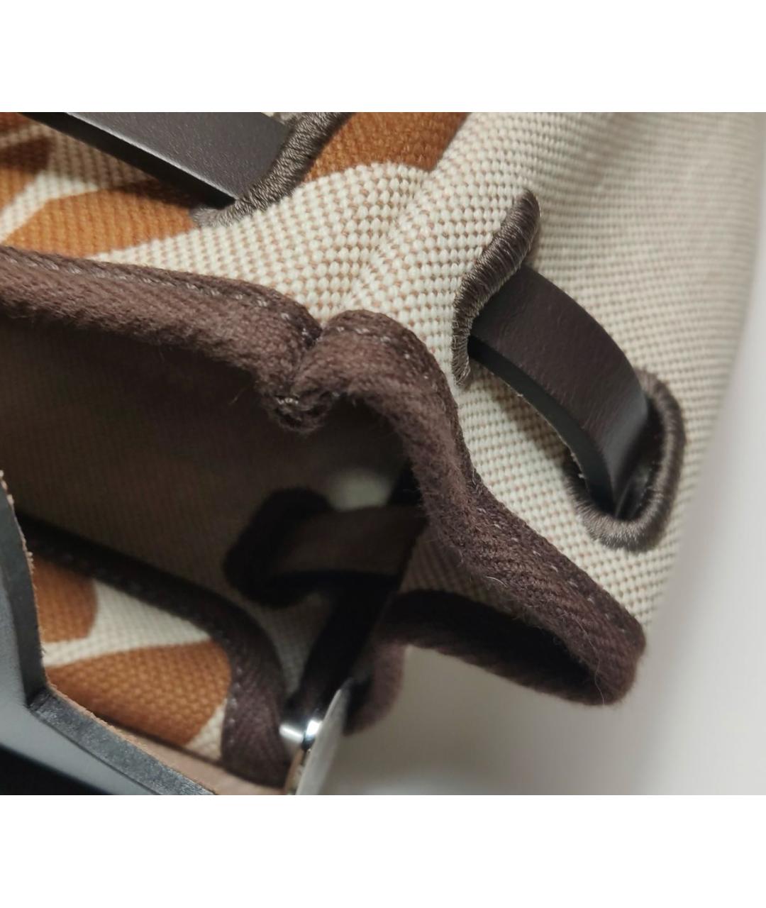 HERMES Бежевая тканевая сумка через плечо, фото 7