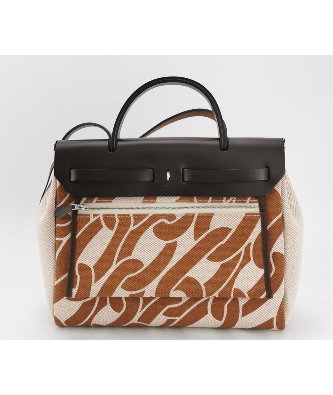 HERMES Бежевая тканевая сумка через плечо, фото 2