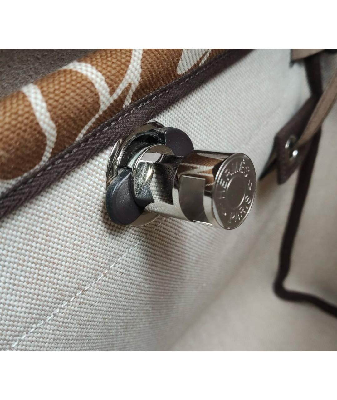 HERMES Бежевая тканевая сумка через плечо, фото 4