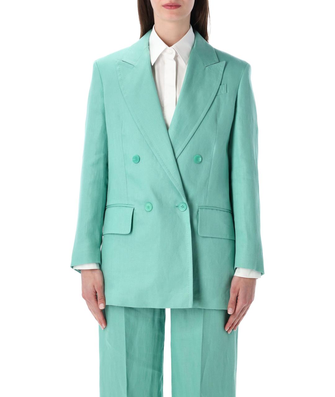 MAX MARA Бирюзовый льняной жакет/пиджак, фото 1