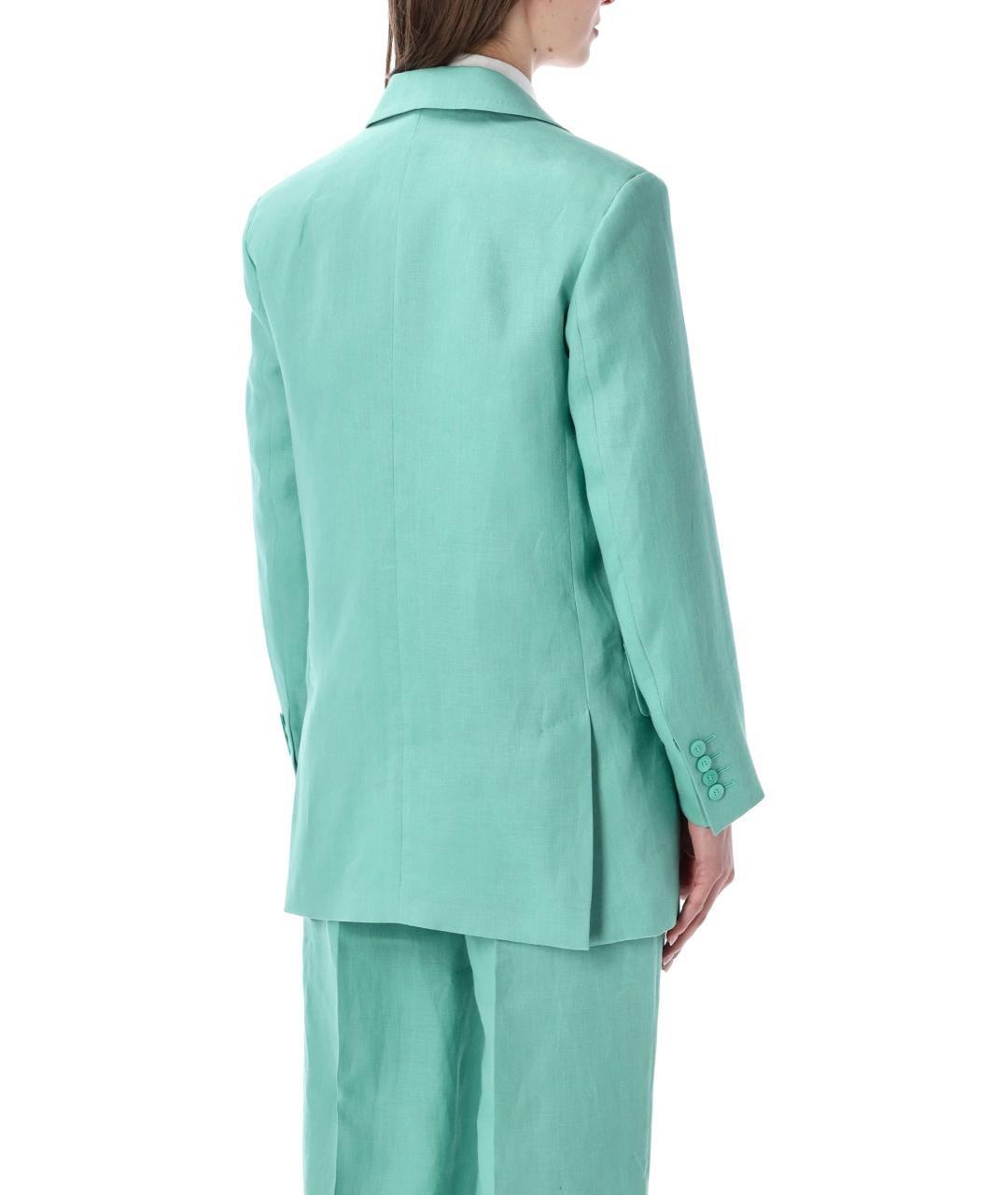MAX MARA Бирюзовый льняной жакет/пиджак, фото 2