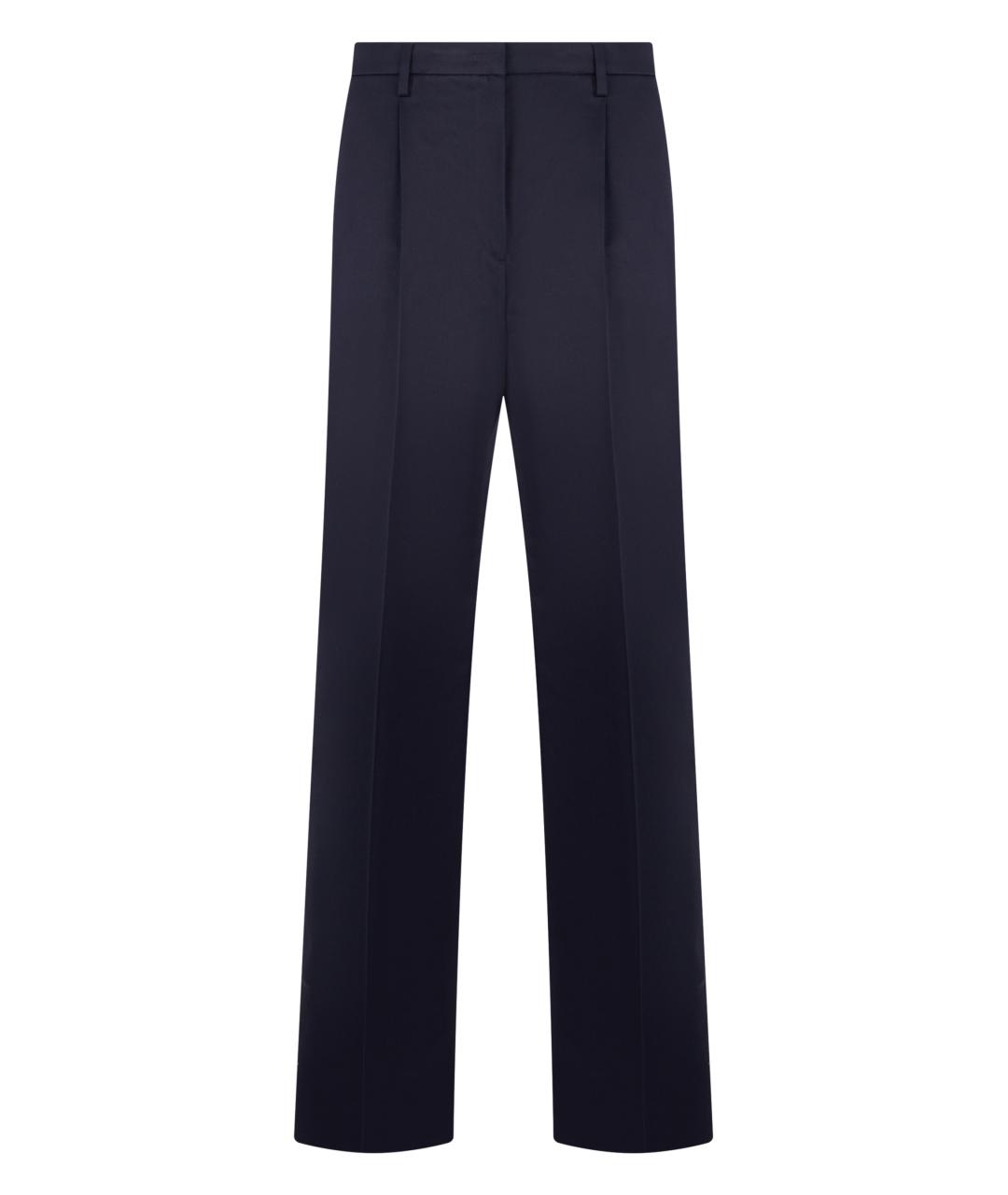 PRADA Темно-синие хлопковые прямые брюки, фото 1