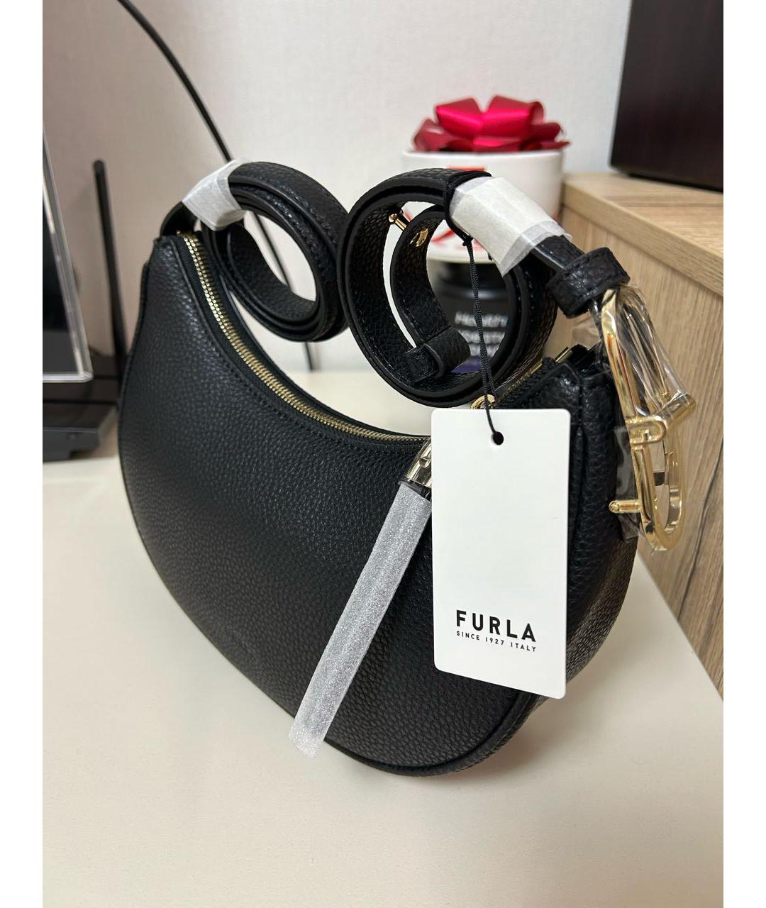 FURLA Черная кожаная сумка через плечо, фото 4