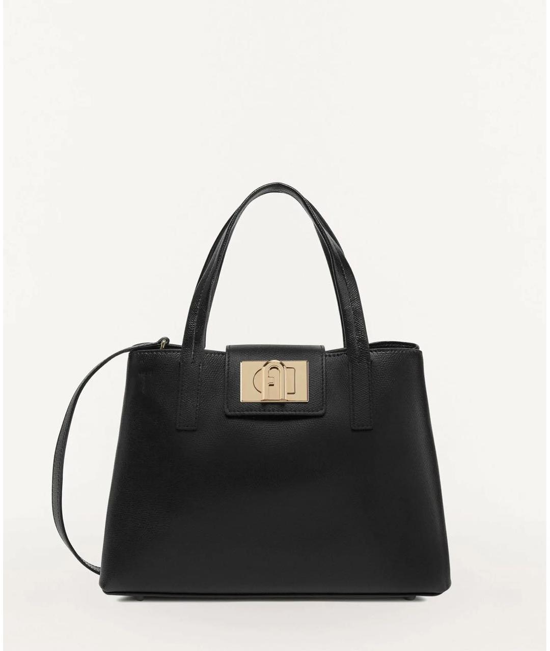 FURLA Черная кожаная сумка с короткими ручками, фото 8