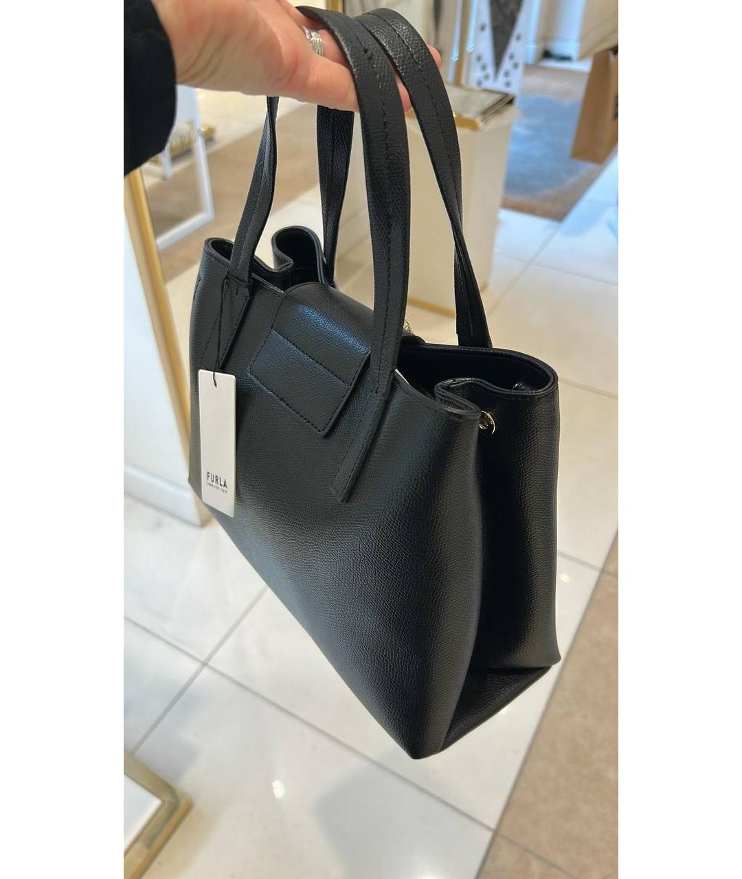 FURLA Черная кожаная сумка с короткими ручками, фото 6