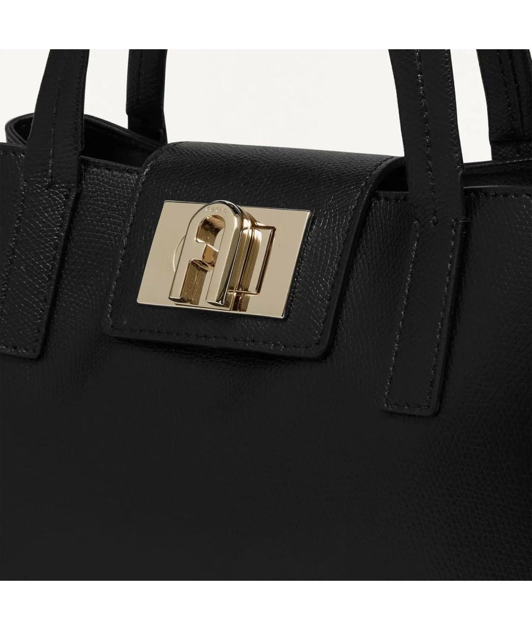 FURLA Черная кожаная сумка с короткими ручками, фото 4