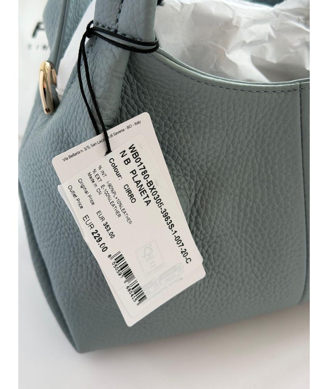 FURLA Голубая кожаная сумка с короткими ручками, фото 8