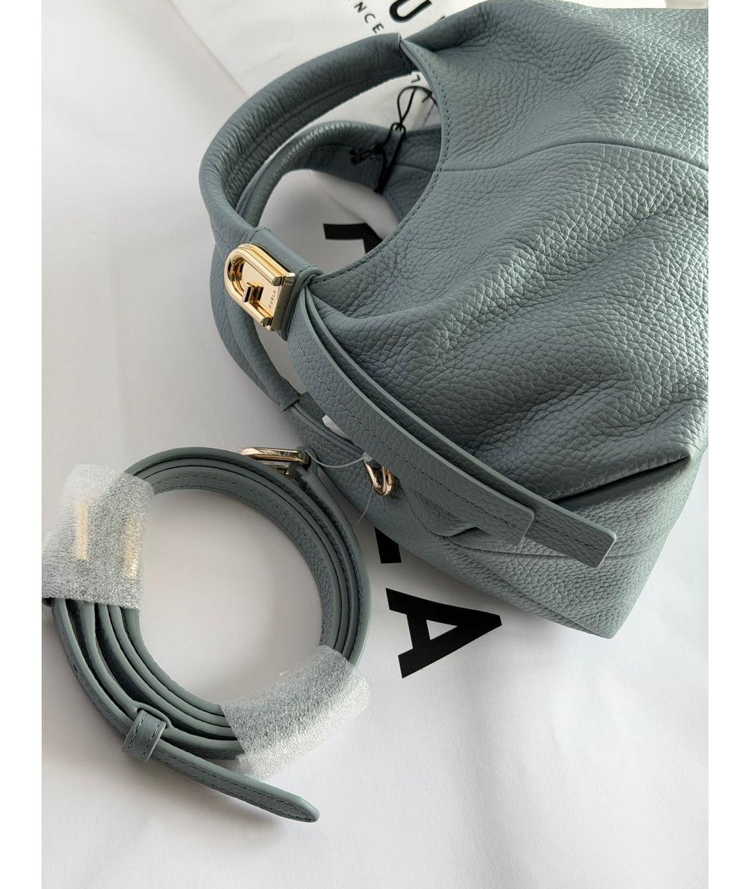 FURLA Голубая кожаная сумка с короткими ручками, фото 7