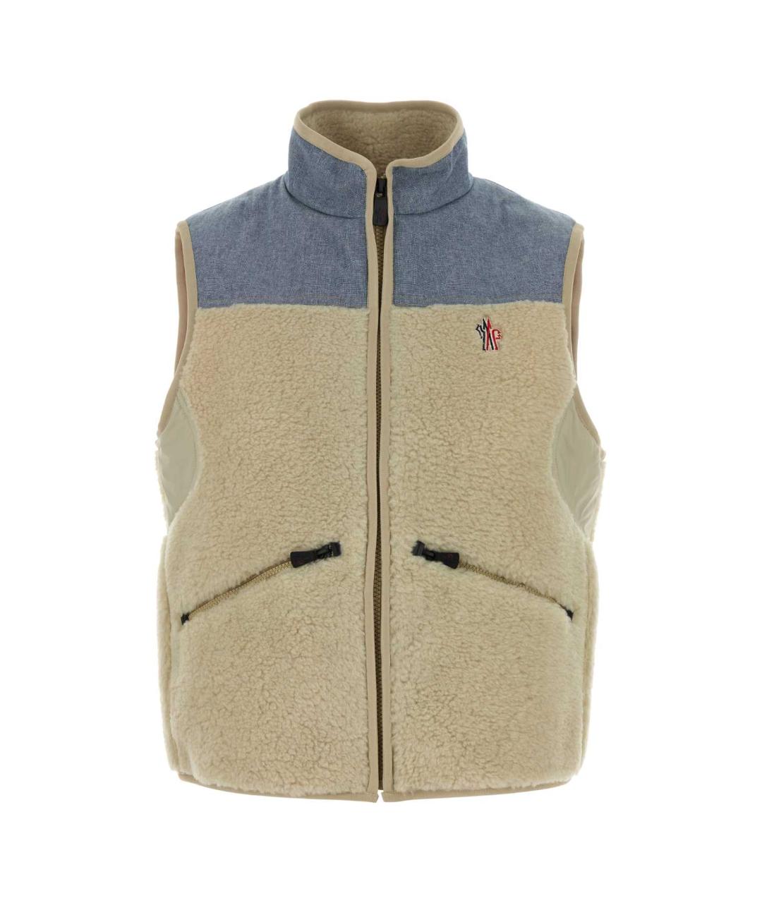 MONCLER GRENOBLE Бежевый полиэстеровый жилет, фото 1