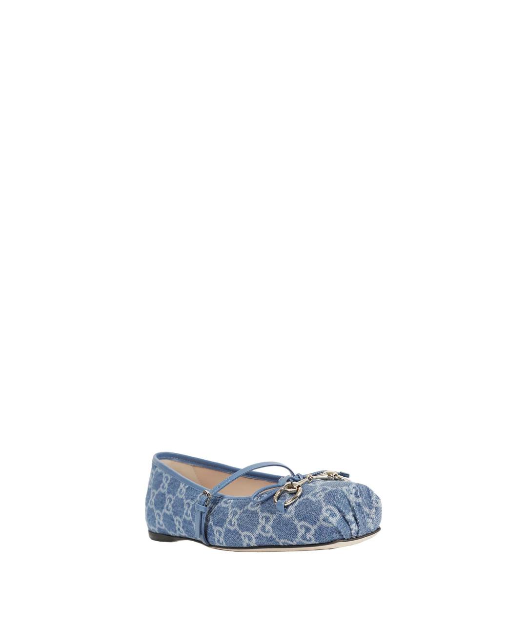 GUCCI Синие текстильные балетки, фото 2