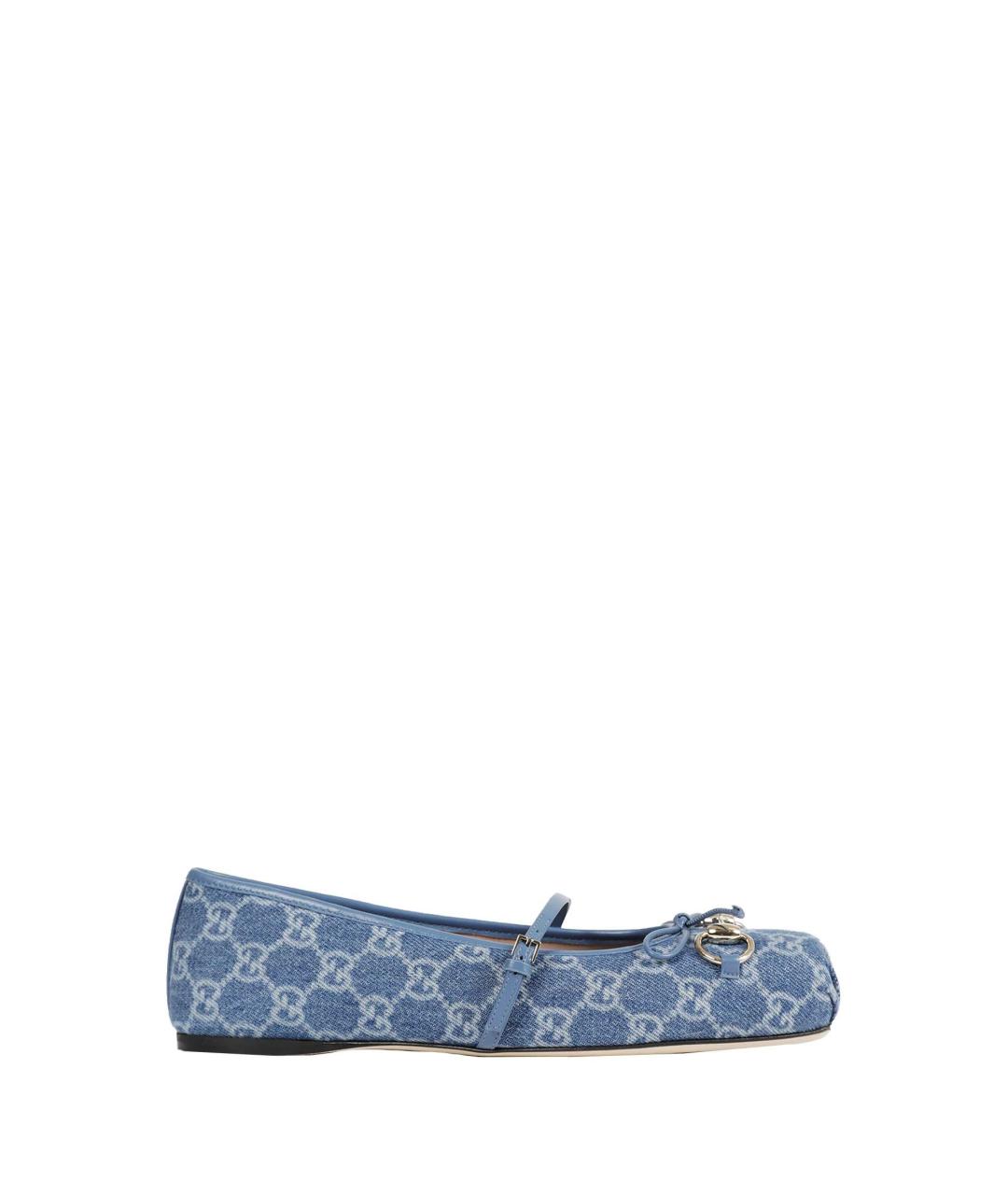 GUCCI Синие текстильные балетки, фото 1