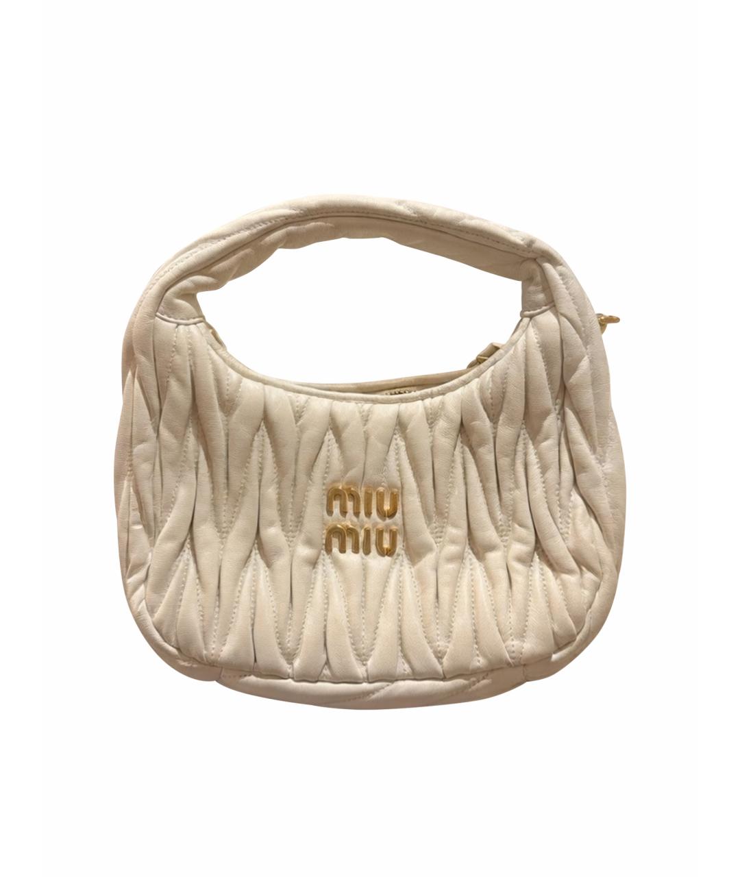 MIU MIU Бежевая кожаная сумка с короткими ручками, фото 1