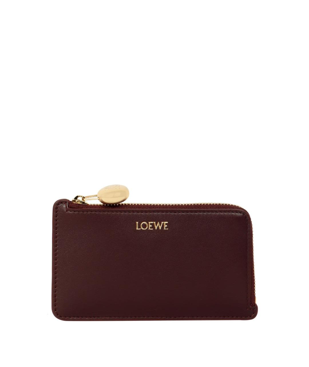 LOEWE Бордовый кожаный кардхолдер, фото 1