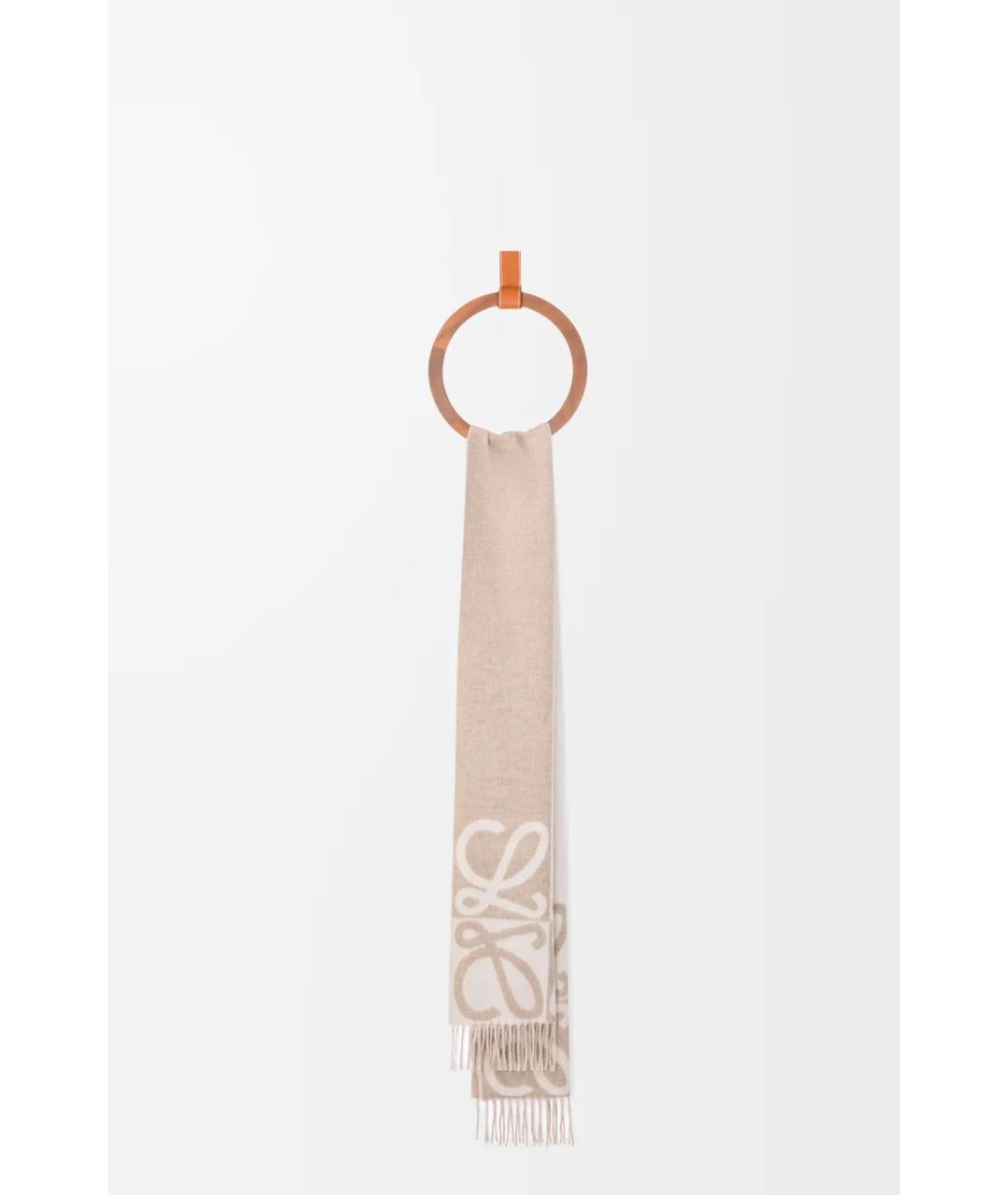 LOEWE Бежевый шерстяной шарф, фото 2