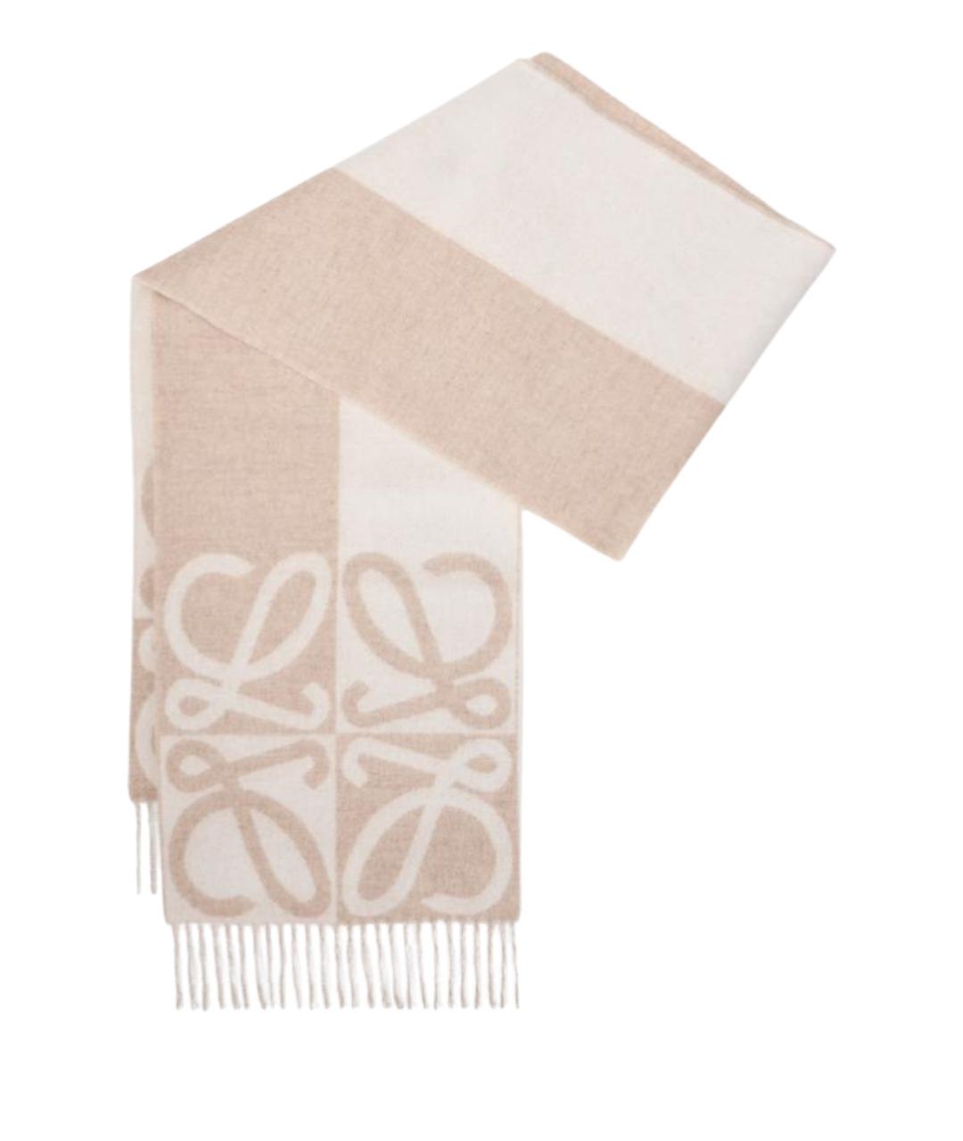 LOEWE Бежевый шерстяной шарф, фото 1