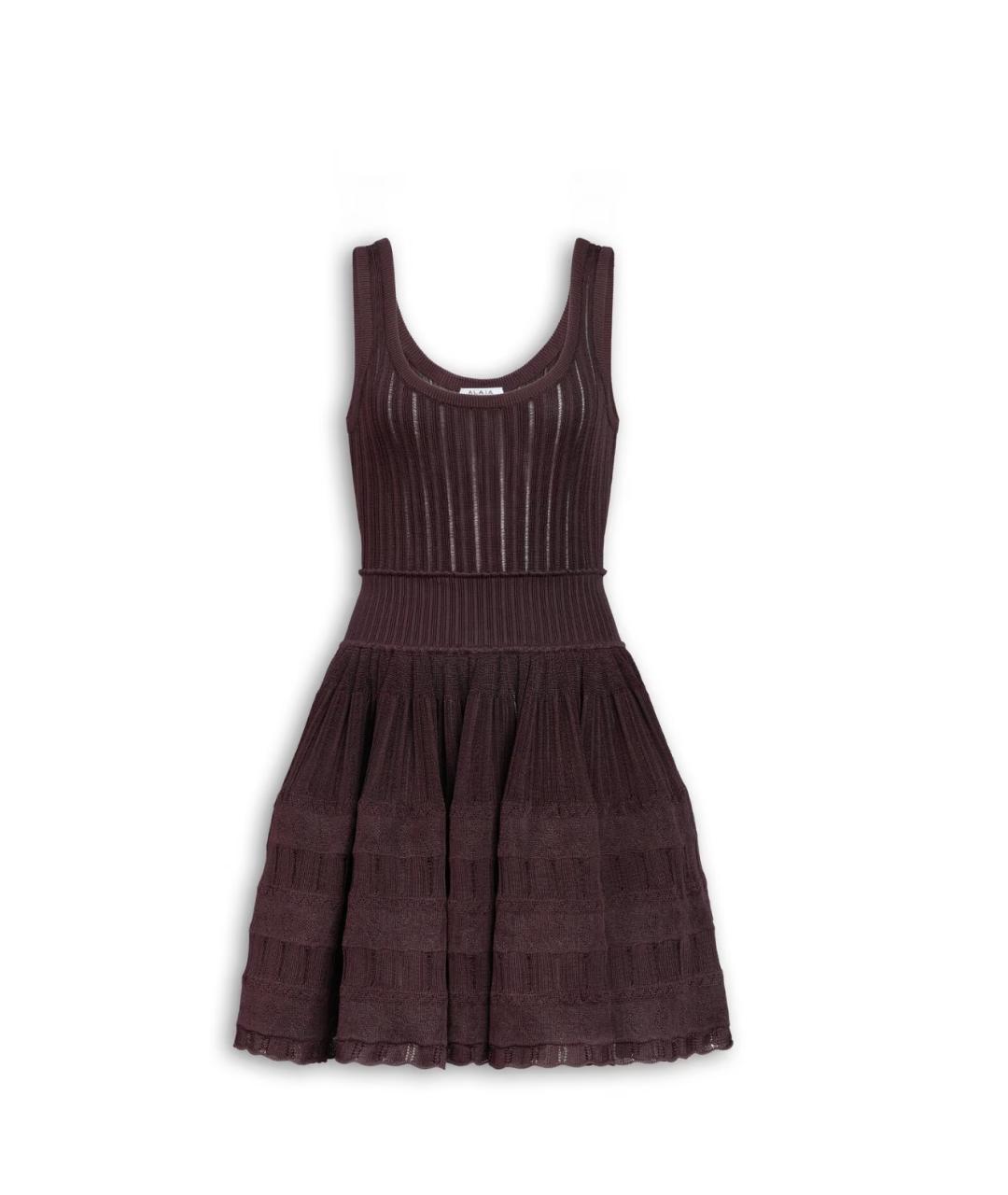 ALAIA Бордовое вискозное повседневное платье, фото 1