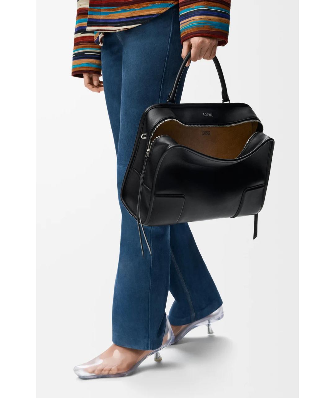 LOEWE Черная кожаная сумка тоут, фото 2