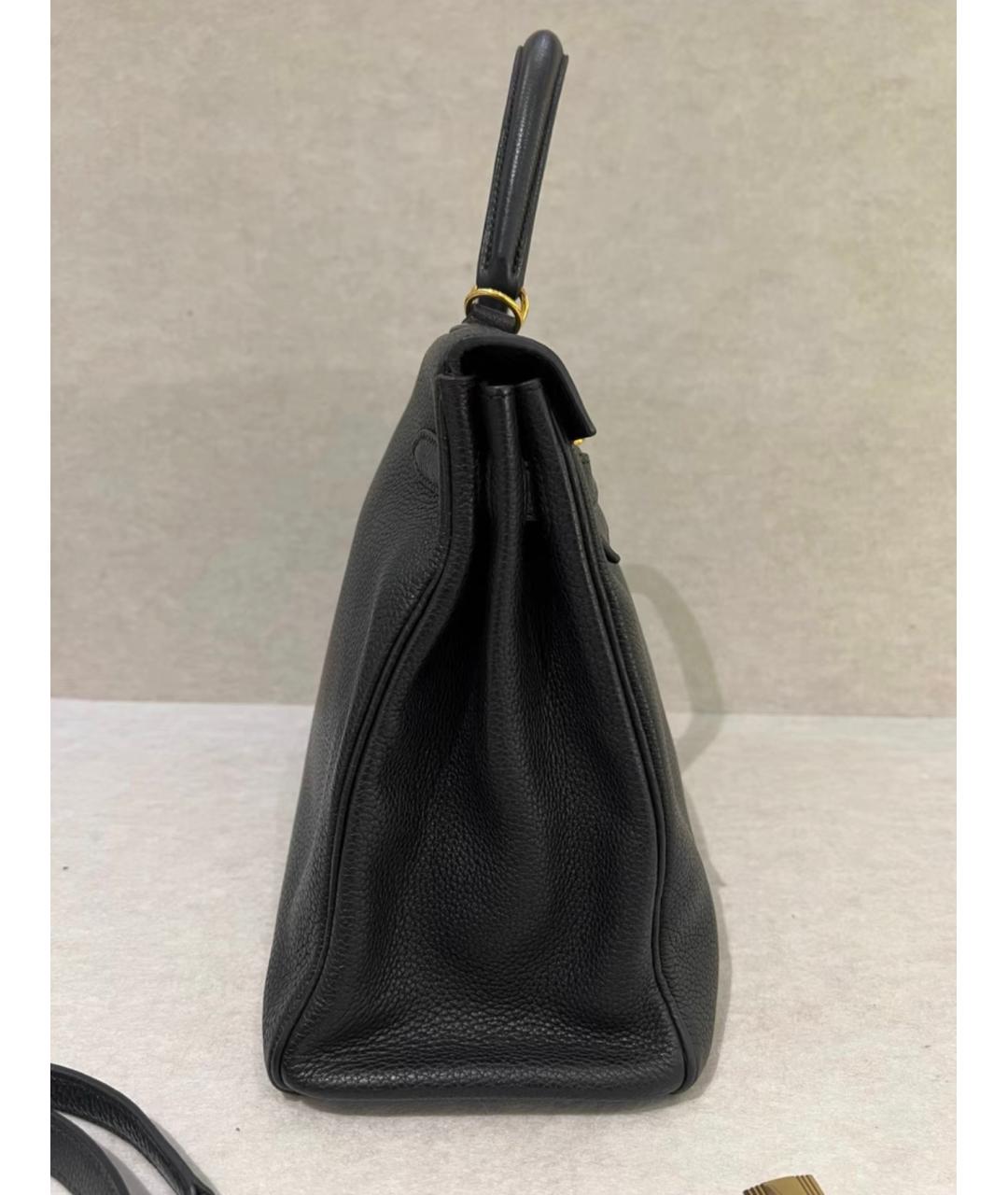 HERMES Черная кожаная сумка с короткими ручками, фото 6